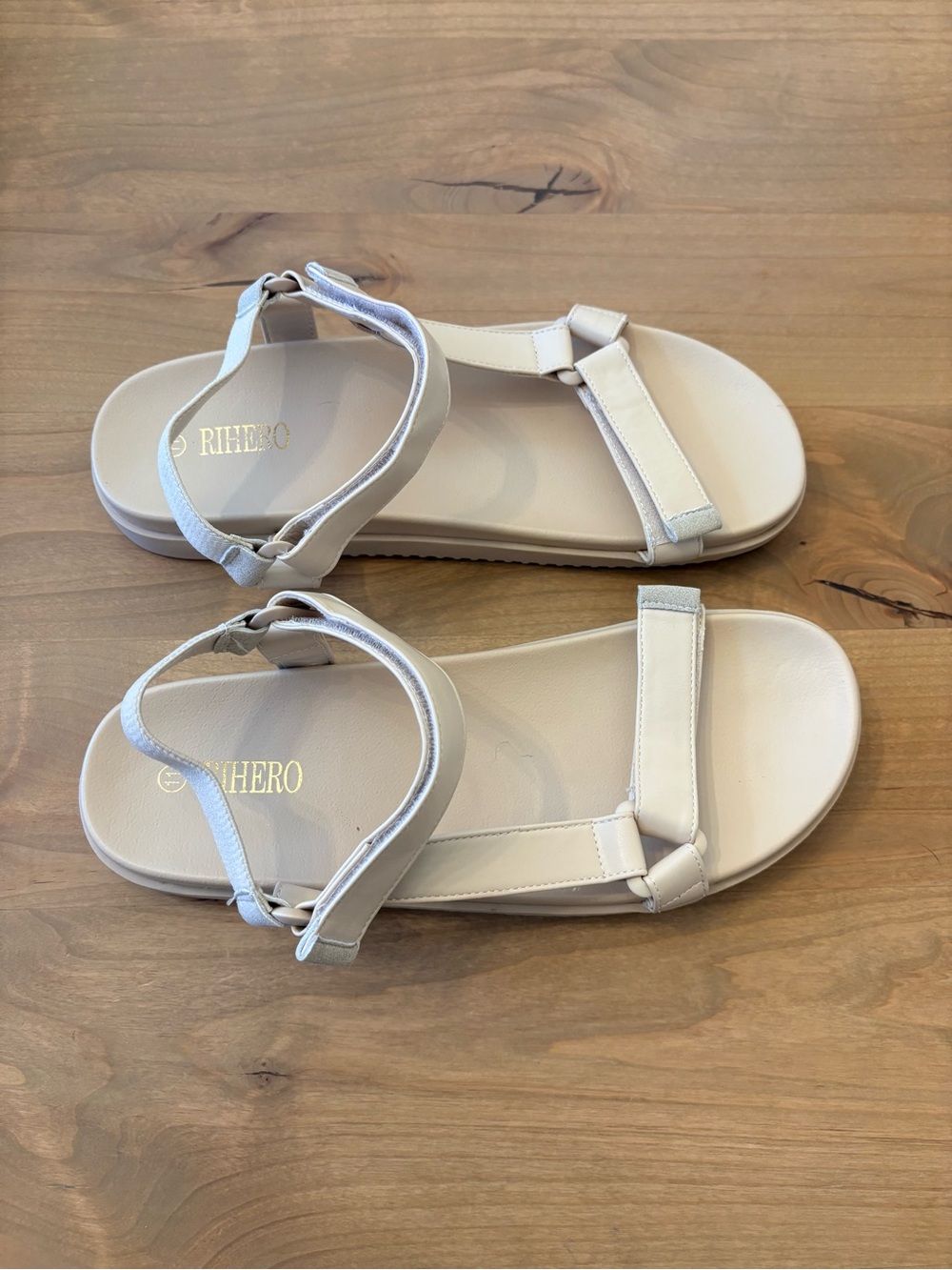 R-Hero Women's Cream Strappy Comfort Sandals